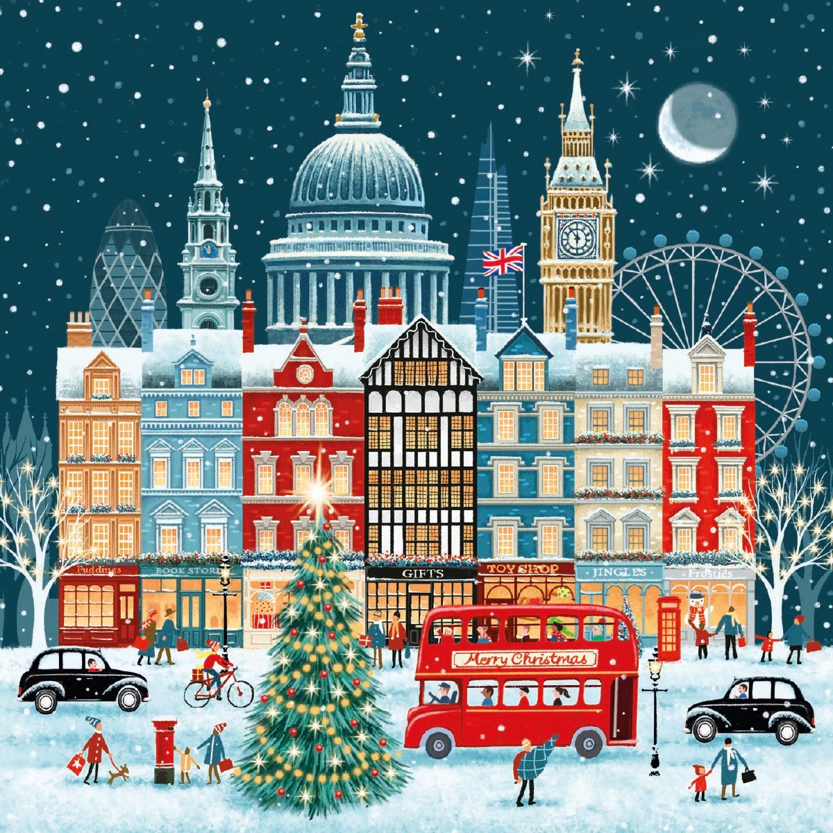 Starry London Night by Ian Saxton Pack of 8 Christmas Cards