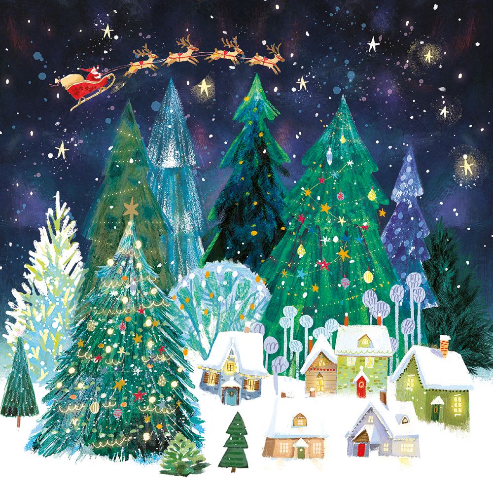 Santa's Sleigh by Ag Jatkowska Pack of 5 Christmas Cards