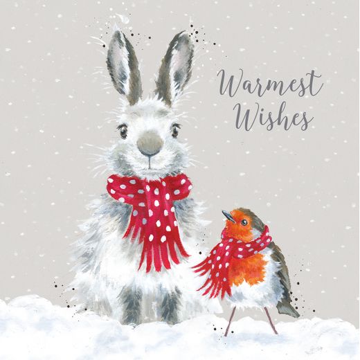 Wrendale Designs Snow Angels Rabbit and Robin Box of 8 Christmas Cards