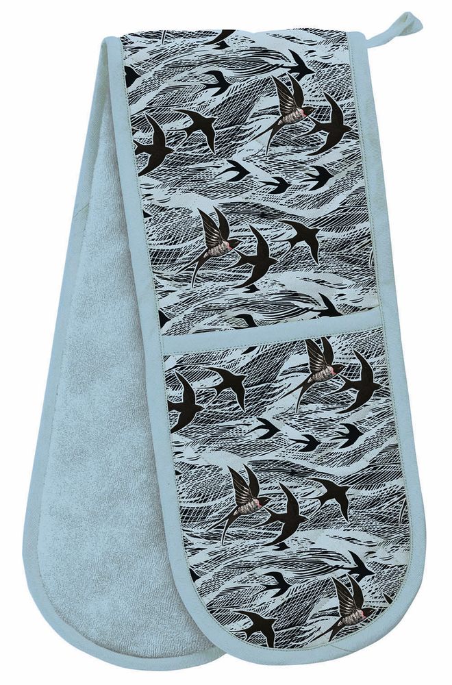 Swallows and Sea by Angela Harding Organic Cotton Double Oven Gloves - Bee's Emporium