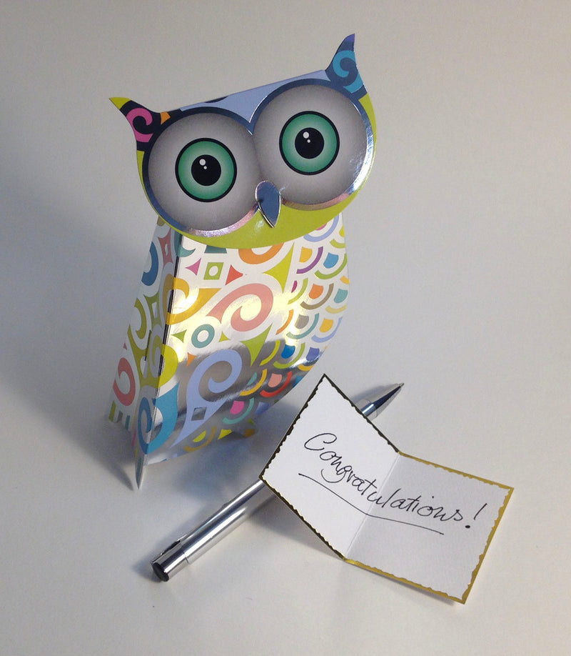 Opal Owl 3D Greeting Card with Envelope