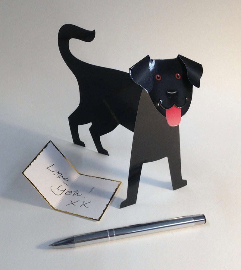 Jet Black Labrador 3D Greeting Card with Envelope
