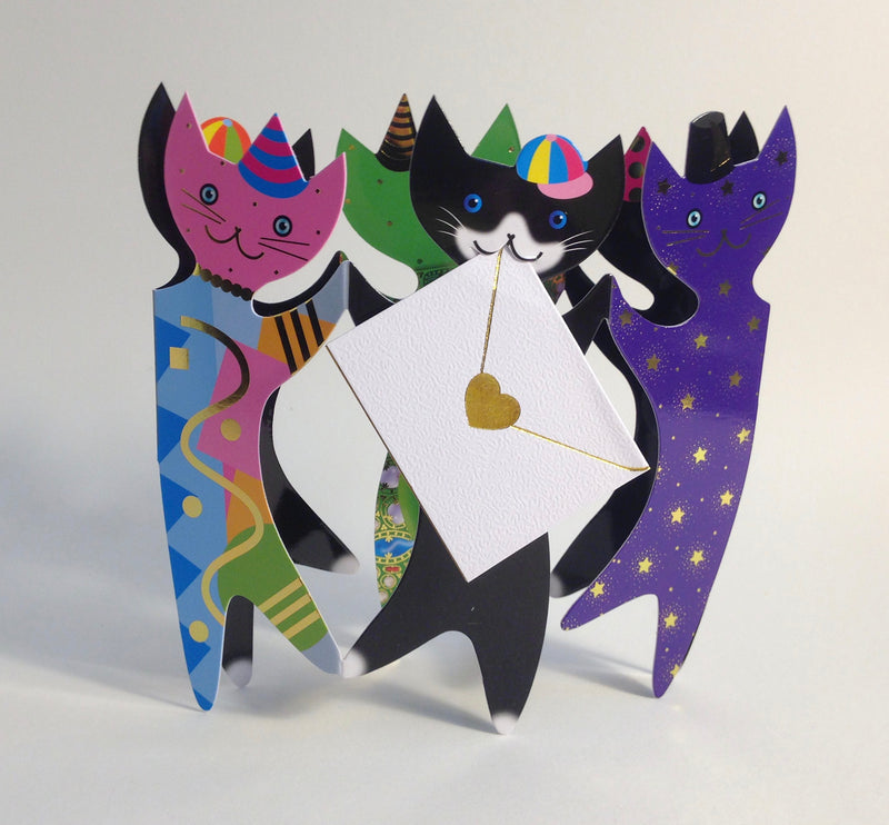 Party Cats 3D Greeting Card with Envelope