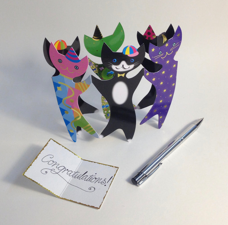 Party Cats 3D Greeting Card with Envelope