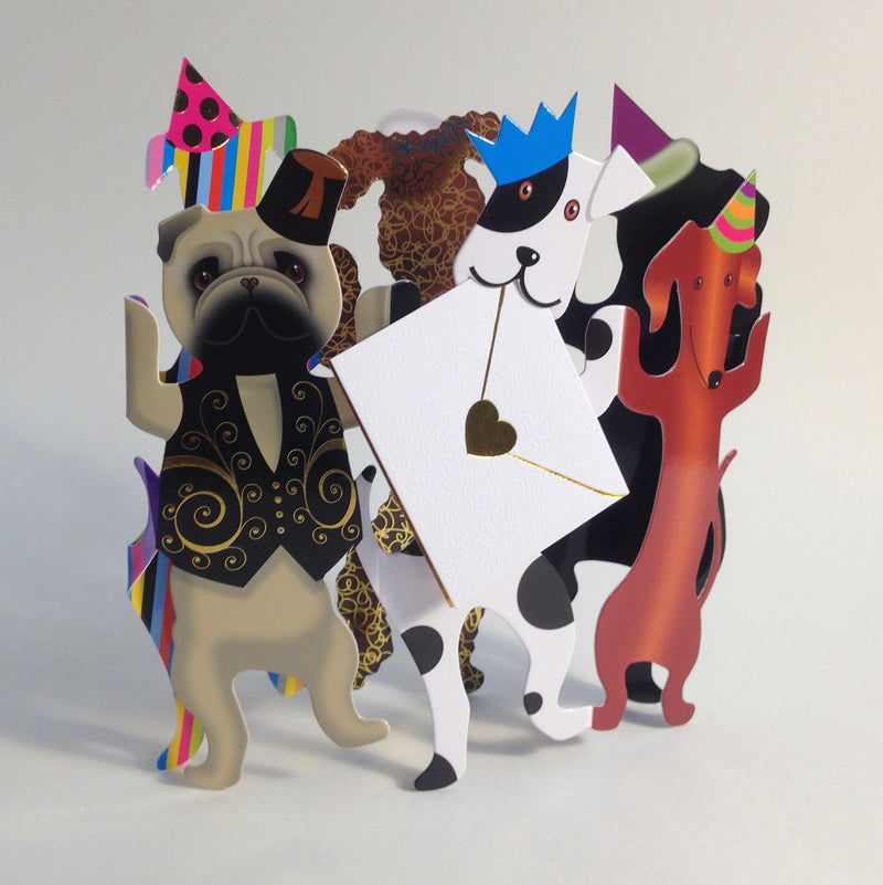 Party Dogs 3D Greeting Card with Envelope