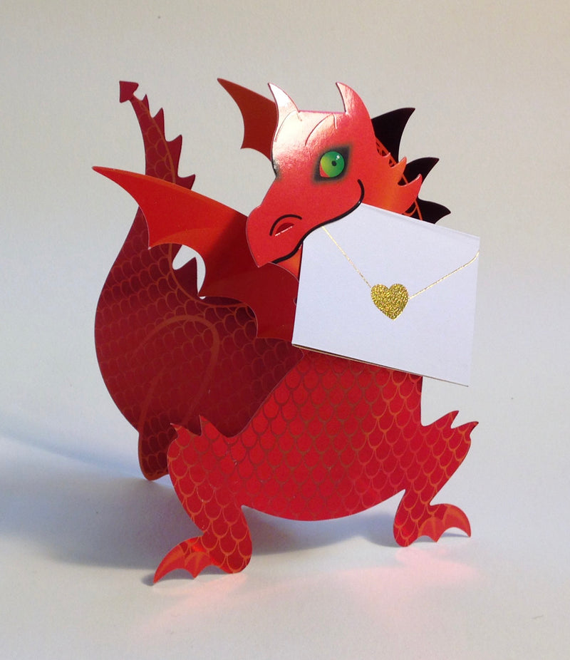 Flame Red Dragon 3D Greeting Card with Envelope