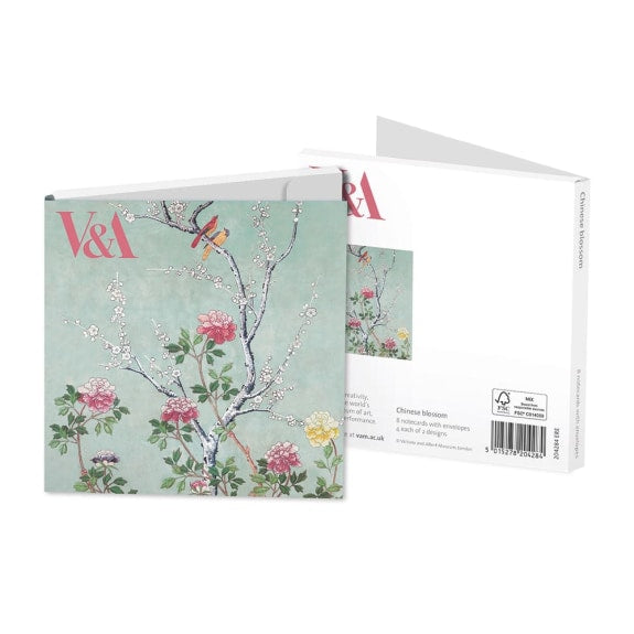 V&A Chinese Blossom Square Set of 8 Art Notecards Wallet