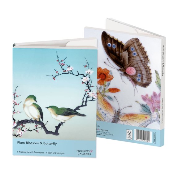 Plum Blossom & Butterfly 8 Rectangle Notecards Wallet - Bee's Emporium