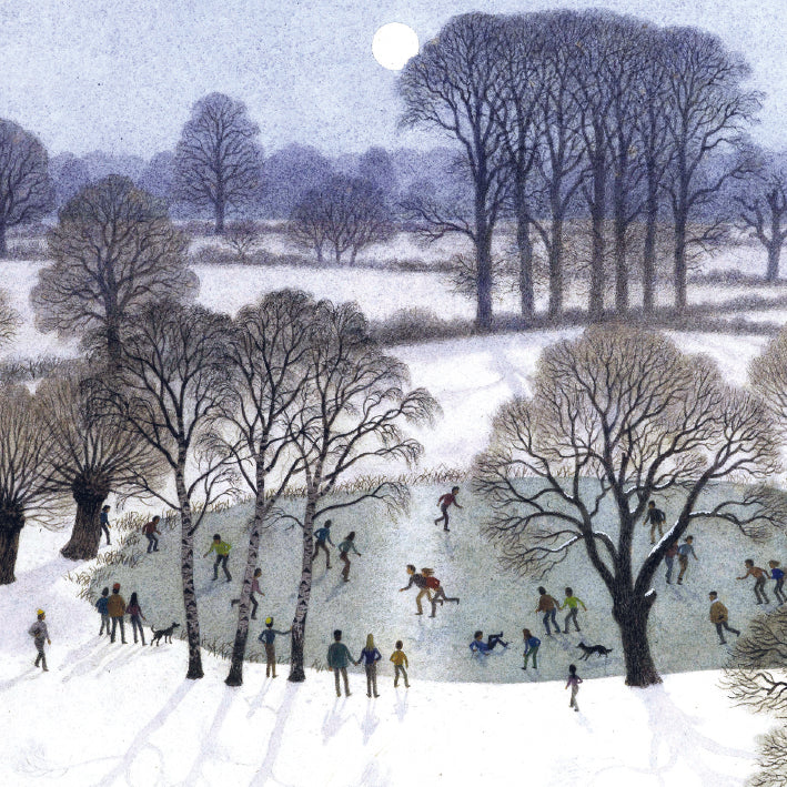 Skating by Moonlight by Ronald Lampitt Pack of 5 Charity Christmas Cards