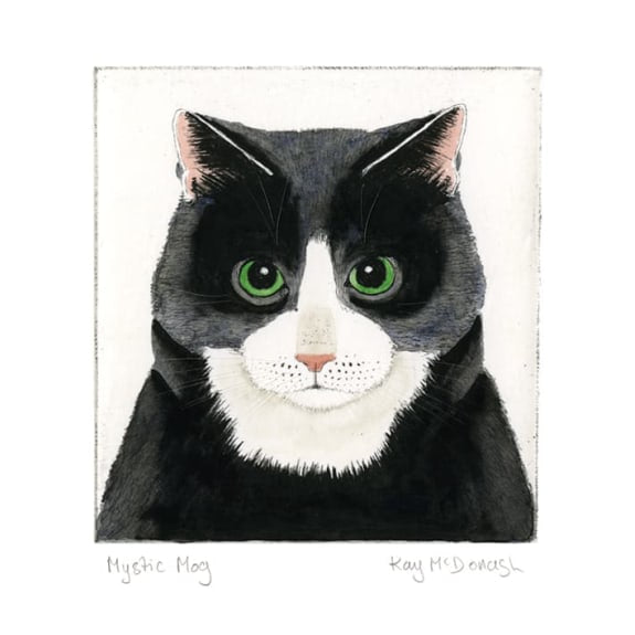 Mystic Mog by Kay McDonagh Blank Greeting Card with Envelope - Bee's Emporium