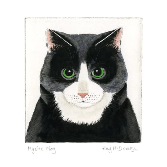Mystic Mog by Kay McDonagh Blank Greeting Card with Envelope