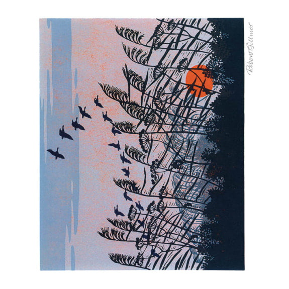 Sunset Flight by Robert Gillmor Blank Greeting Card with Envelope - Bee's Emporium