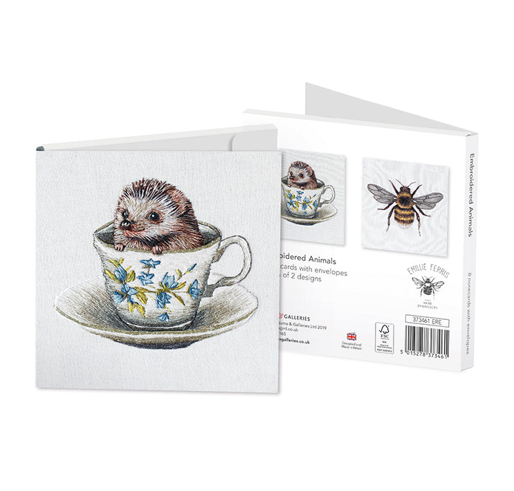 Emillie Ferris Embroidered Animals Square Notecard Wallets - Bee's Emporium