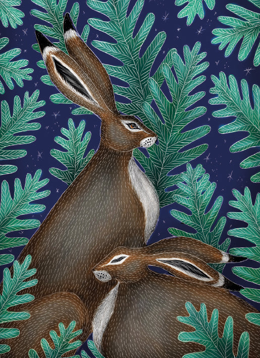 Winter Hares by Catherine Rowe Box of 16 Charity Christmas Cards