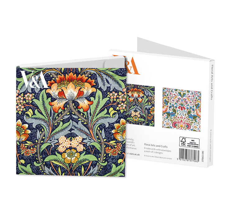 V&A - Floral Arts & Crafts Square Notecard Wallets - Bee's Emporium