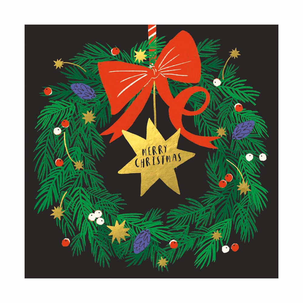 Festive Wreath by Sarah Long Pack of 8 Christmas Cards