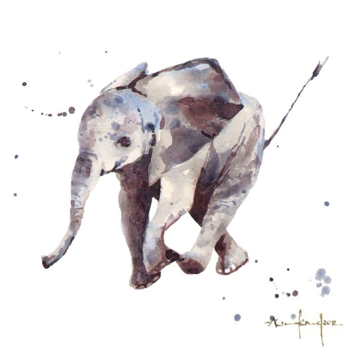 Alison's Ark - Hubert Elephant Blank Greeting Card with Envelope - Bee's Emporium