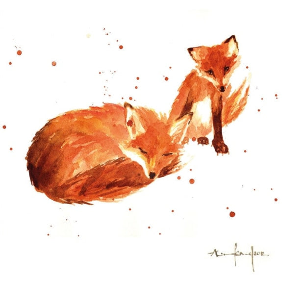 Alison's Ark - New Mum's Little Man Foxes Blank Greeting Card with Envelope