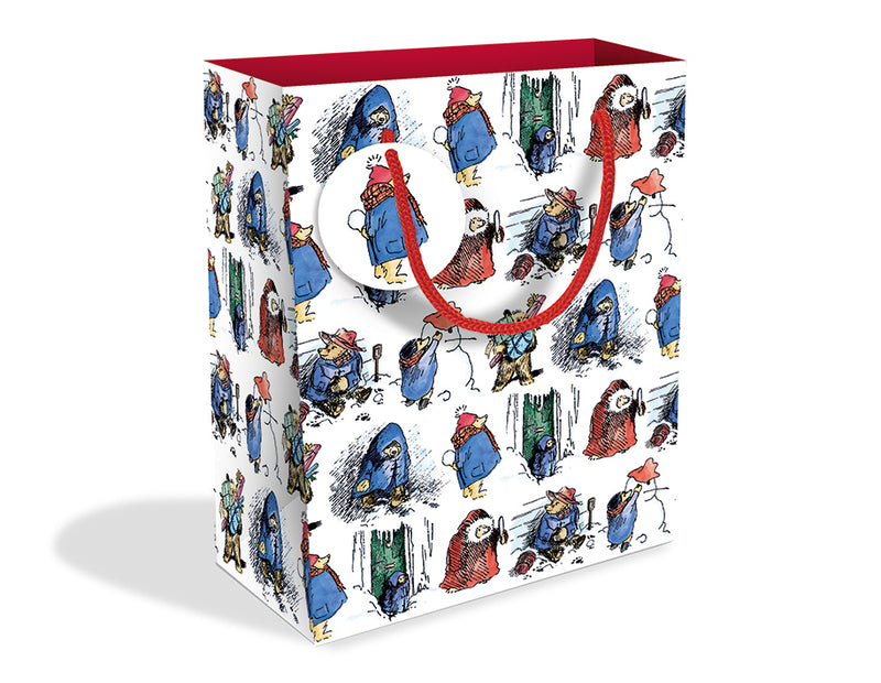 Festive Paddington Bear Medium Christmas Gift Bag with Tag