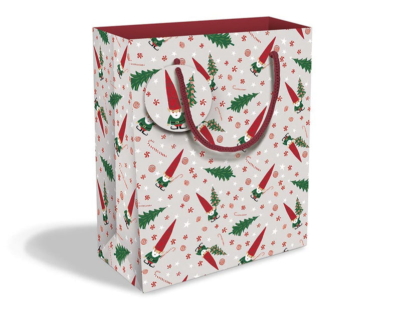 Little Christmas Gnome Medium Gift Bag with Tag