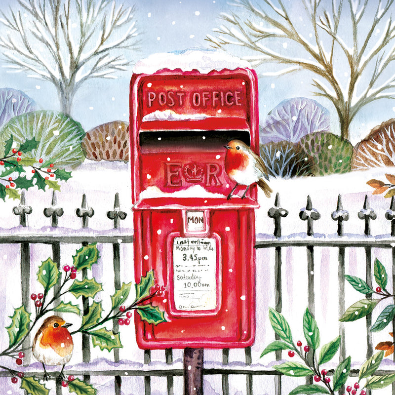 Robin Post by Deva Evans Pack of 8 Charity Christmas Cards
