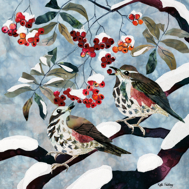 Redwings and Rowan by Kate Findlay Pack of 5 Charity Christmas Cards