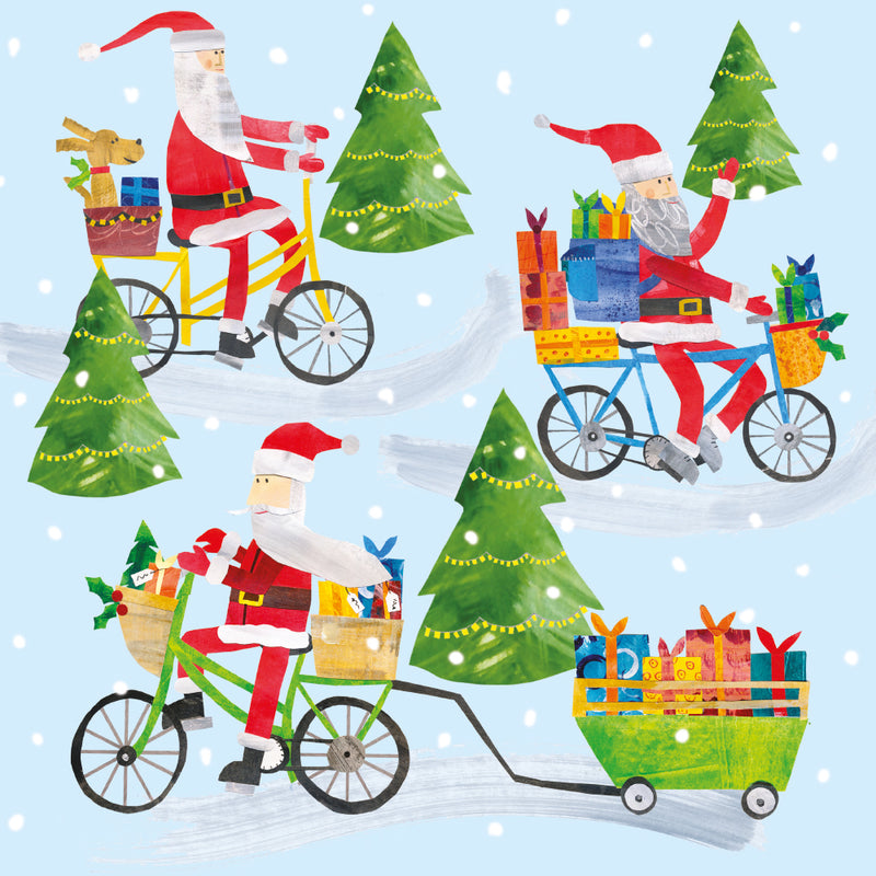 Cycling Santas Pack of 5 Charity Christmas Cards