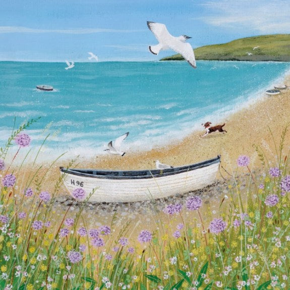 Coast and Country - Sunshine and Seagulls Blank Greeting Card with Envelope
