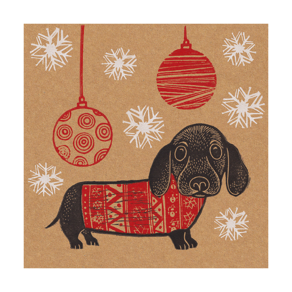 Dinkie Daschund by Kat Lendaka Pack of 8 Christmas Cards