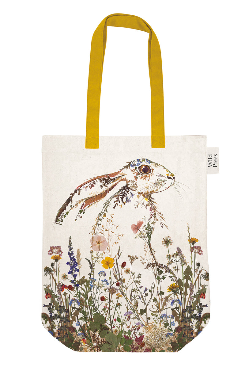 Wildflower Hare by Helen Ahpornsiri Organic Cotton Tote Bag