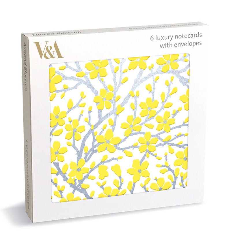 V&A Almond Blossom and Swallow - Walter Crane 6 Luxury Square Notecards Wallet
