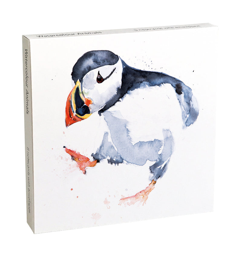 Watercolour Animals by Syman Kaye 8 Square Notecards Wallet