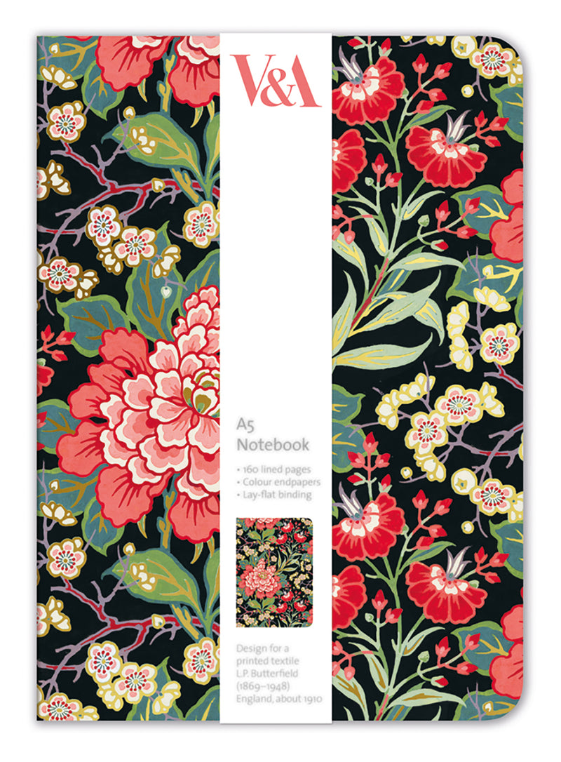 V&A Butterfield Floral A5 Notebook