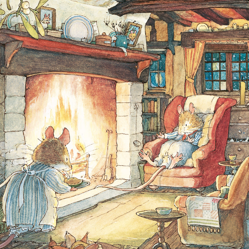 Brambly Hedge Keeping Warm by the Fire by Jill Barklem Pack of 8 Christmas Cards