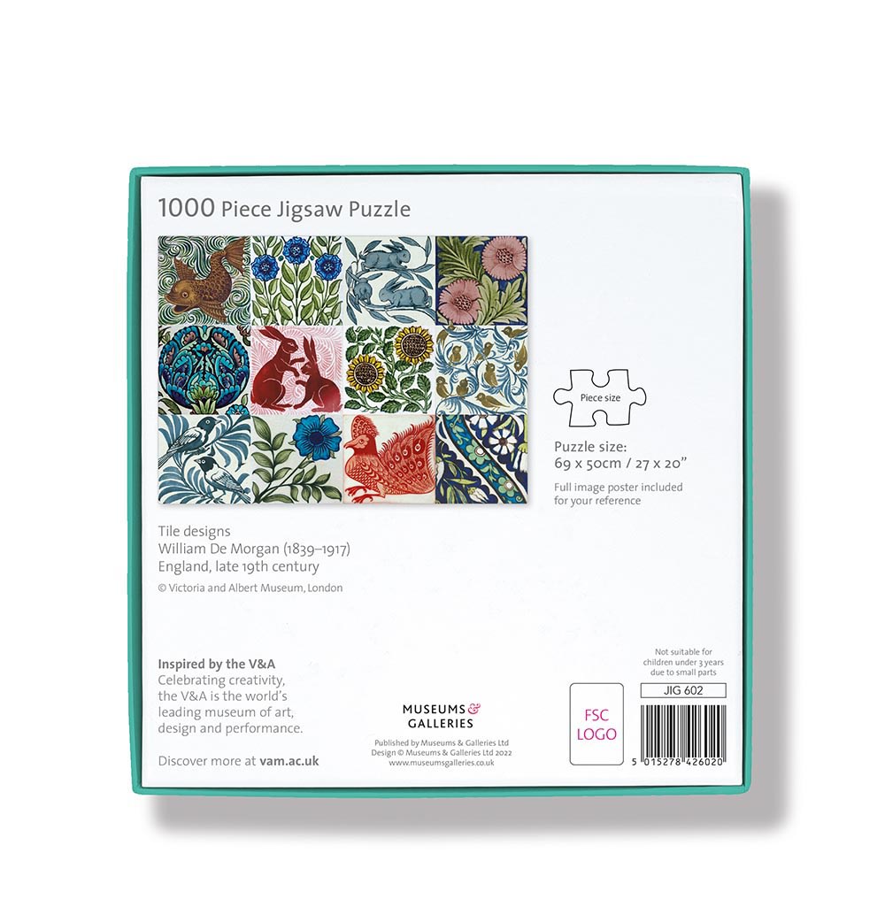 V&A William De Morgan - Arts and Crafts Tile Designs 1000 Piece Jigsaw Puzzle - Bee's Emporium