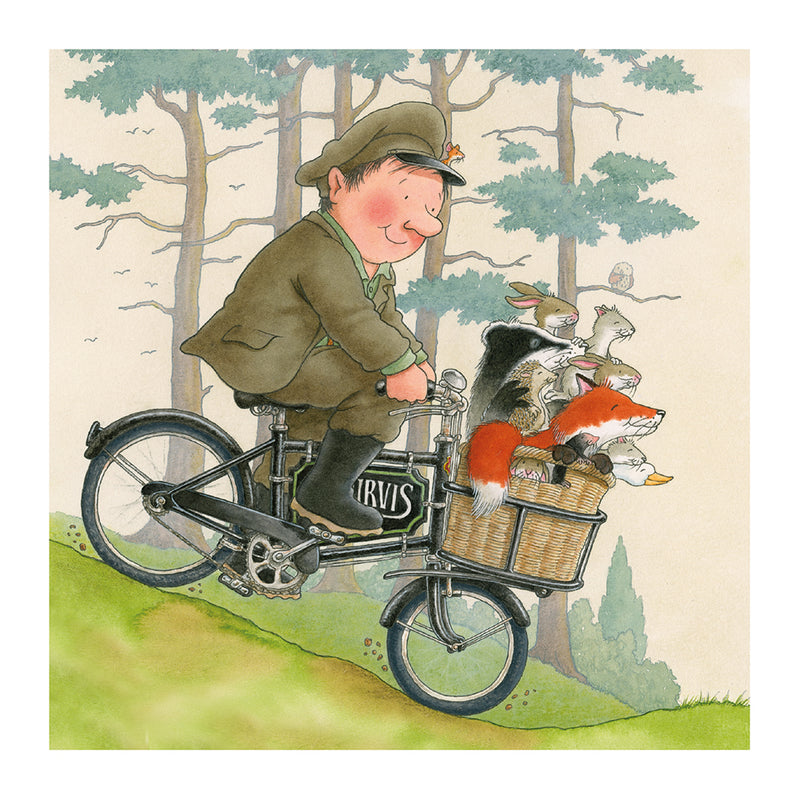 Percy the Park Keeper - Going for a Bike Ride Blank Greeting Card with Envelope
