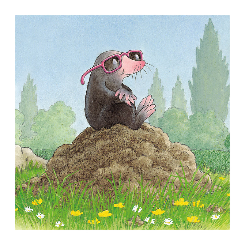Percy the Park Keeper - Mole in Sunglasses Blank Greeting Card with Envelope