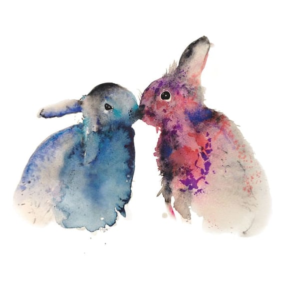 Bunnies in Love Blank Greeting Card with Envelope