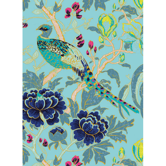 Matthew Williamson Magnolia Peacock Blank Greeting Card with Envelope - Bee's Emporium