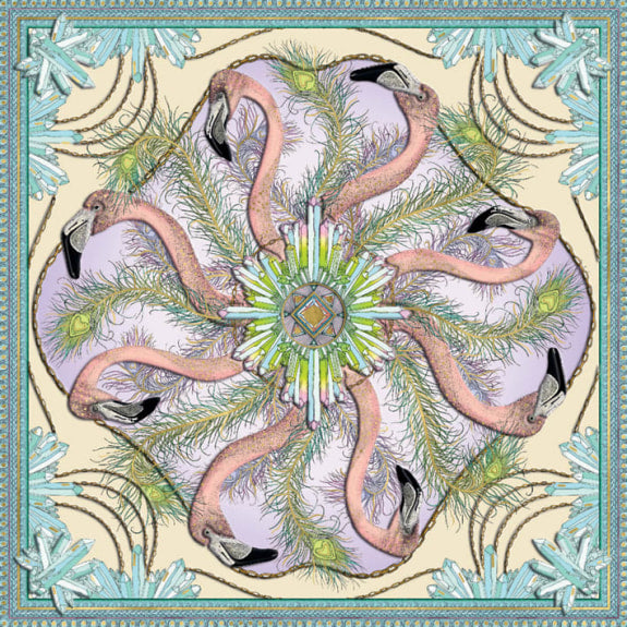 Matthew Williamson DNA Flamingos Blank Greeting Card with Envelope - Bee's Emporium