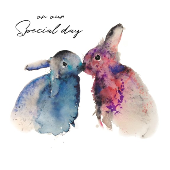 On Our Special Day - Bunnies in Love Anniversary Greeting Card with Envelope