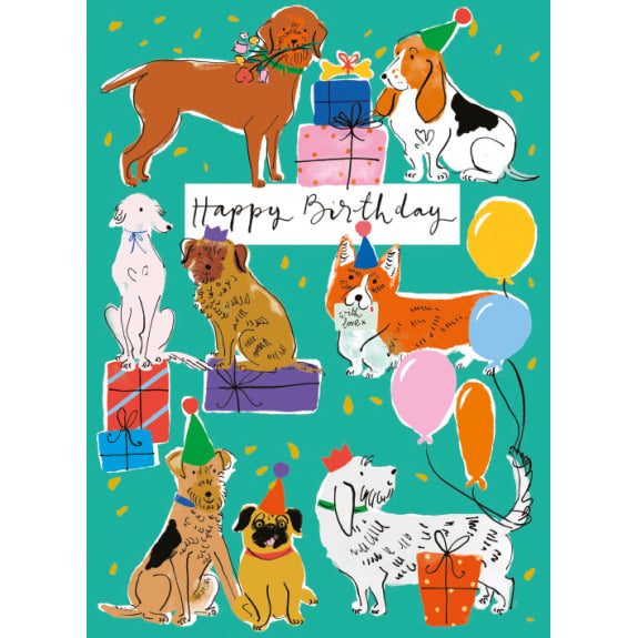 Happy Birthday Dogs Blank Greeting Card with Envelope