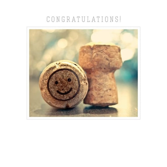 Congratulations! Champagne Corks Blank Greeting Card with Envelope - Bee's Emporium