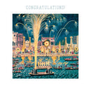 Congratulations! Fireworks and Illuminations Blank Greeting Card with Envelope