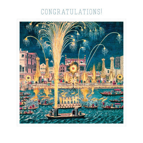 Congratulations! Fireworks and Illuminations Blank Greeting Card with Envelope