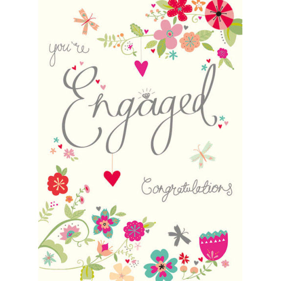 You're Engaged Floral Greeting Card with Envelope