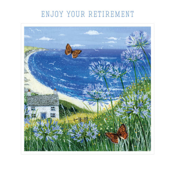 Enjoy Your Retirement - Agapanthus Seaview Blank Greeting Card with Envelope