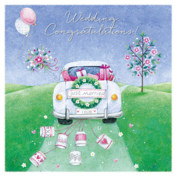 Wedding Congratulations - Just Married Blank Greeting Card with Envelope