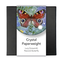 Lucy Grossmith Peacock Butterfly Crystal Dome Paperweight