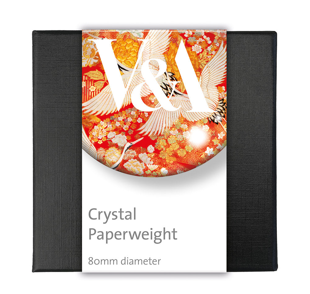 V&A Kimono Cranes Crystal Dome Paperweight - Bee's Emporium